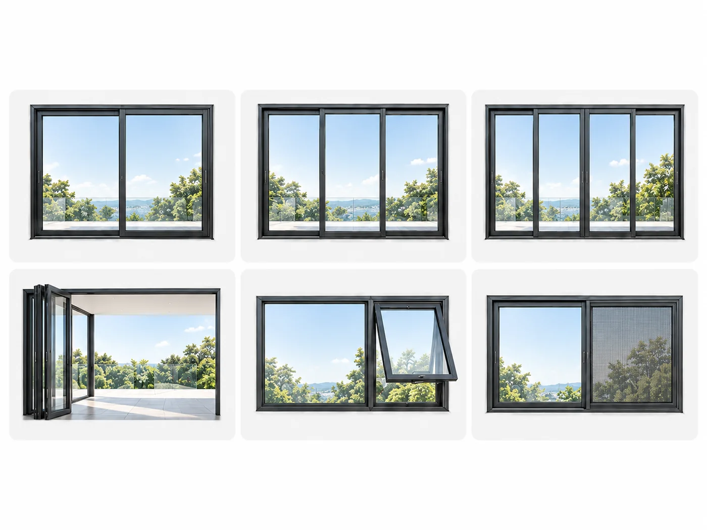 Examples of door and window configurations