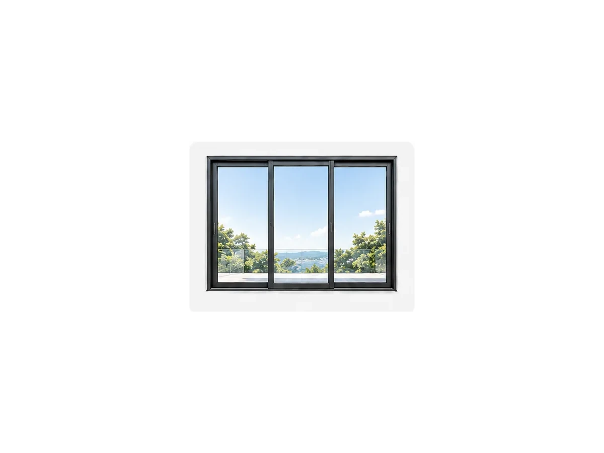 Three panel aluminium sliding door configuration